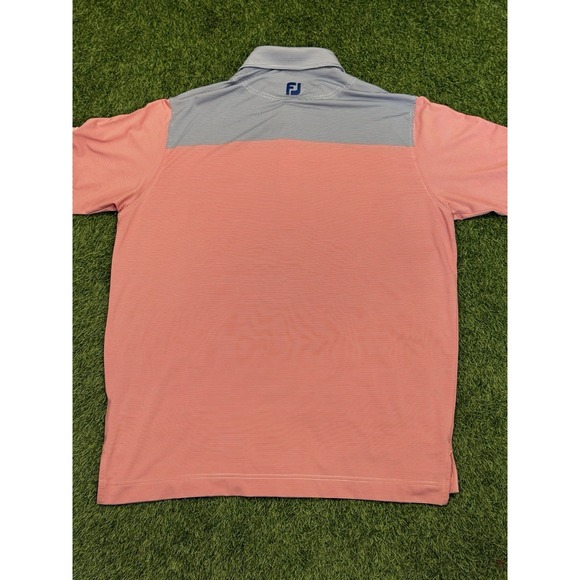Footjoy Polo Shirt Mens XL Red Blue Striped Golf Stretch Casual Preppy FJ - Picture 2 of 13
